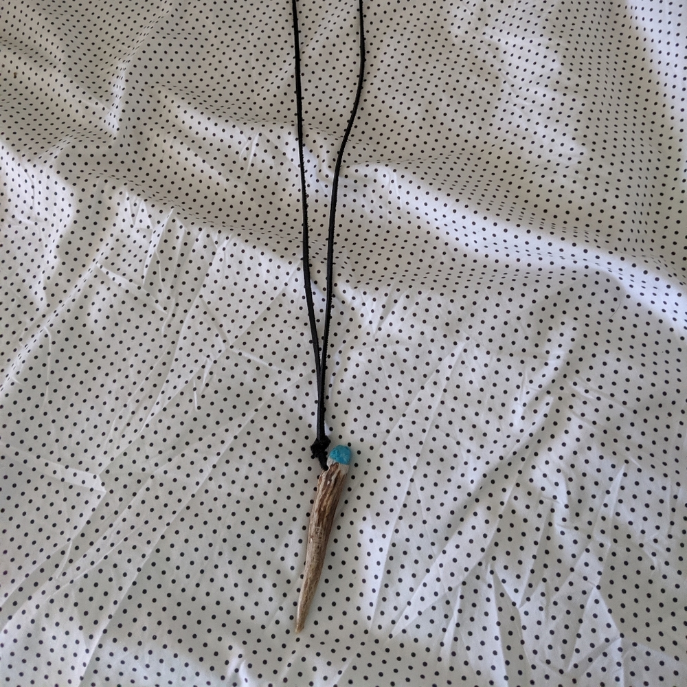 Bone Dust deer antler with turquoise top